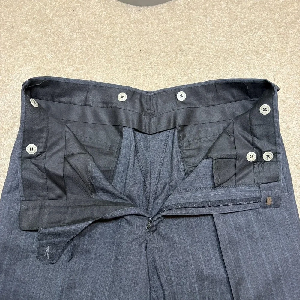 Vtg Polo Ralph Lauren Dress Pants 34x33 Gray Wool Pinstripe Pleated Classic 80s